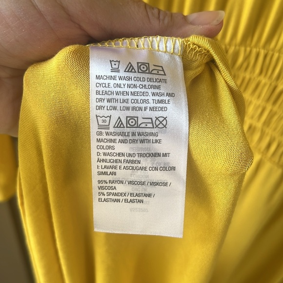 Jason Wu 1X Mustard Yellow Smock Stretch Jersey Knit Midi Maxi Dress 3/4 Sleeve - Picture 8 of 10